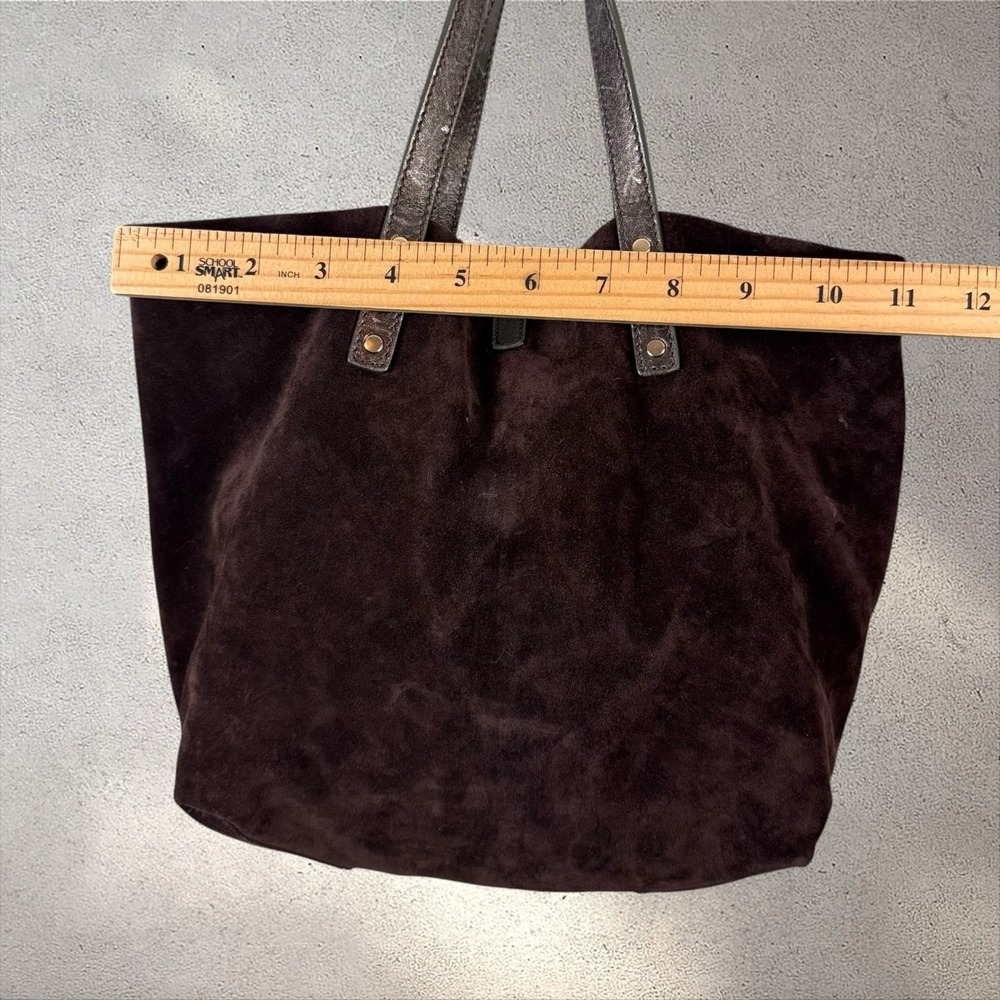 Tiffany & Co Suede Metallic Relaxed Reversible Tote Hobo Bag‎ Purse Brown - Picture 13 of 14